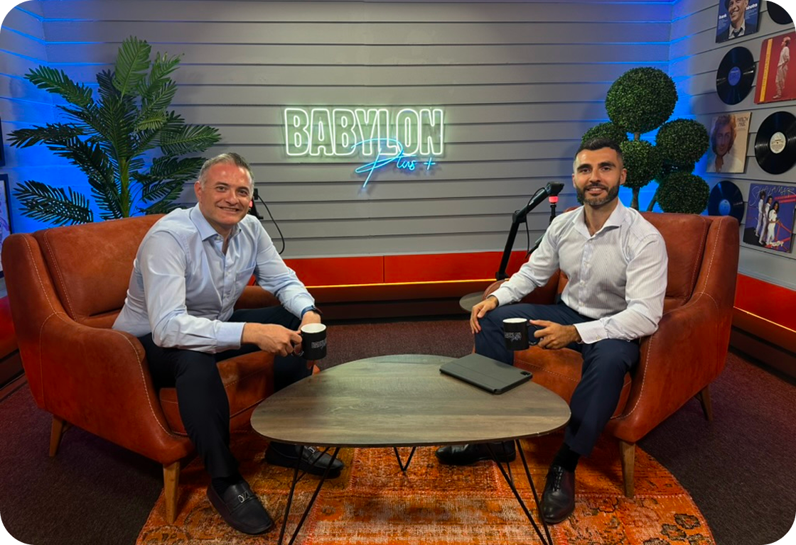 Dr Amanj and Peter Putros recording the PushPals podcast together